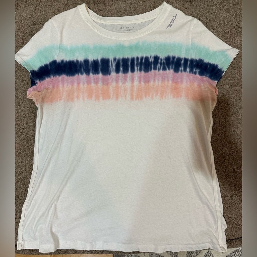 Athleta Tie-Dye Multicolor/White Tee / Large